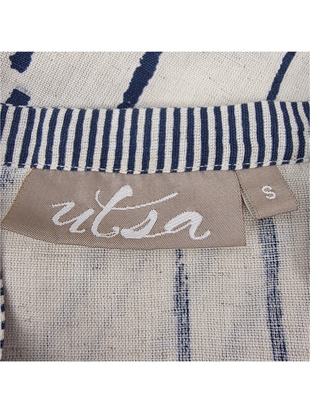 Utsa Cotton Linen Blend Coastal Lagenlook Abstract Tunic Hi Low Small - Picture 13 of 15